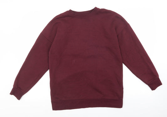 New Look Womens Red Cotton Pullover Sweatshirt Size 6