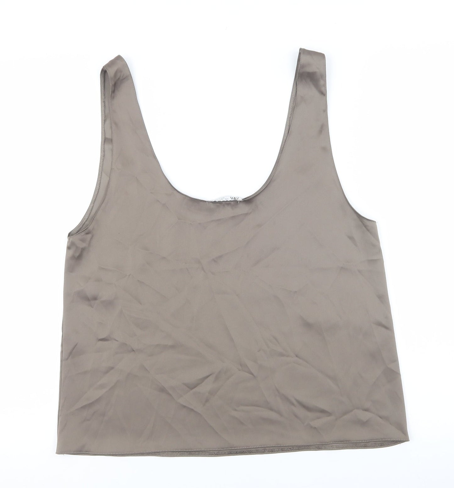 Zara Womens Brown Polyester Camisole Tank Size L Scoop Neck