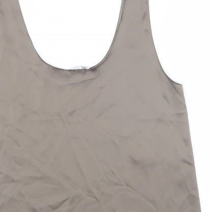 Zara Womens Brown Polyester Camisole Tank Size L Scoop Neck