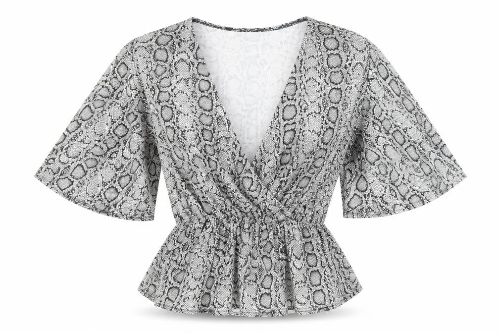 Peacocks Womens Multicoloured Geometric Viscose Basic Blouse Size 12 V-Neck - Snake Print