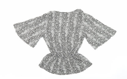 Peacocks Womens Multicoloured Geometric Viscose Basic Blouse Size 12 V-Neck - Snake Print