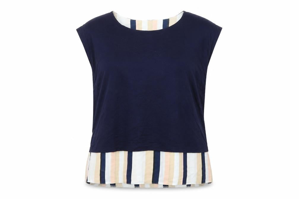 Wallis Womens Multicoloured Striped Viscose Basic T-Shirt Size 14 Boat Neck - Striped Chiffon