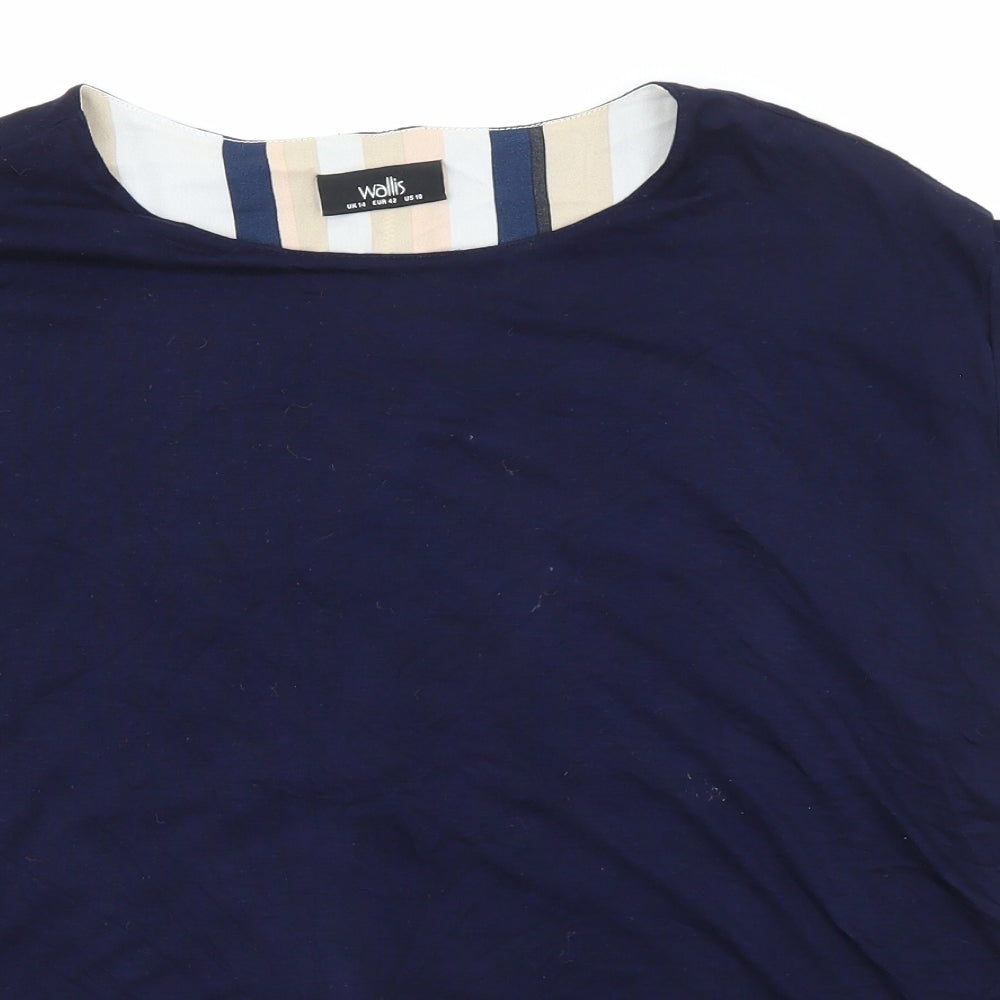Wallis Womens Multicoloured Striped Viscose Basic T-Shirt Size 14 Boat Neck - Striped Chiffon