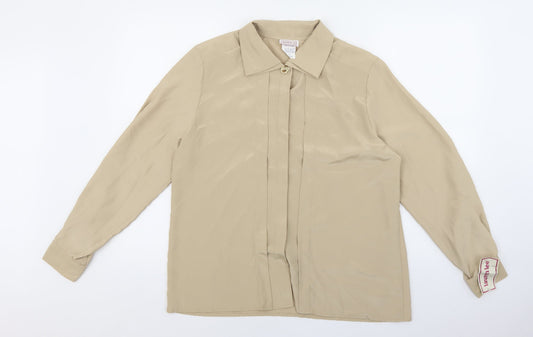 Lauren Lee Womens Gold Polyester Basic Blouse Size 12 Collared