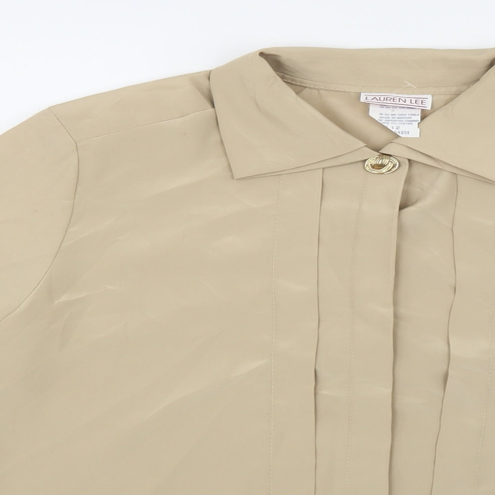 Lauren Lee Womens Gold Polyester Basic Blouse Size 12 Collared