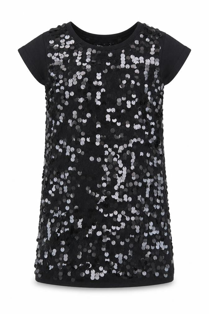 NEXT Girls Black Geometric 100% Cotton Basic T-Shirt Size 4 Years Round Neck Pullover