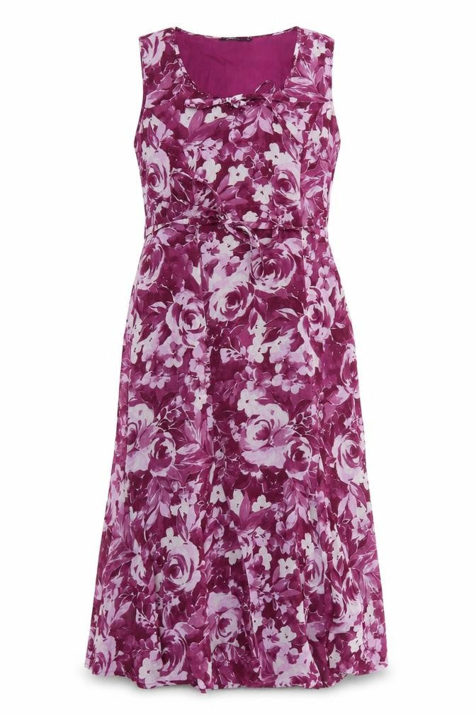 DASH Womens Purple Floral Polyester Maxi Size 12 Scoop Neck Tie