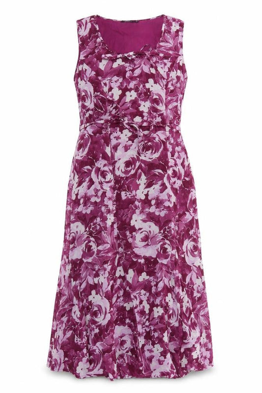 Dash Womens Purple Floral Polyester Maxi Size 12 Scoop Neck Tie