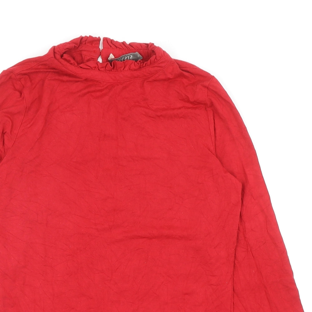 Oasis Womens Red Viscose Basic T-Shirt Size S Mock Neck