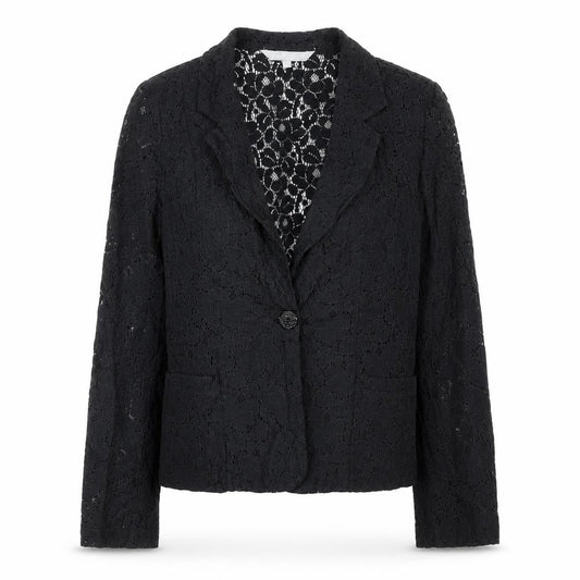 Red Herring Womens Black Floral Jacket Blazer Size 10 Button