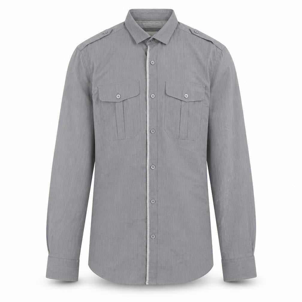 River Island Mens Grey Cotton Button-Up Size S Collared Button