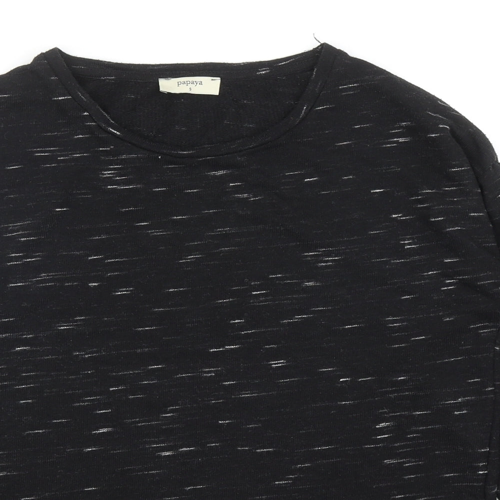 Papaya Womens Black Round Neck Viscose Pullover Jumper Size S