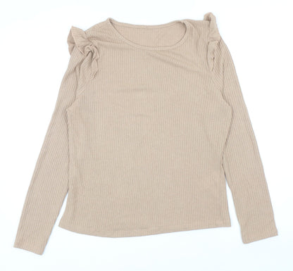 New Look Womens Beige Boat Neck Viscose Pullover Jumper Size 12