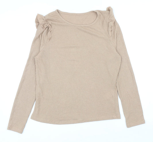 New Look Womens Beige Boat Neck Viscose Pullover Jumper Size 12