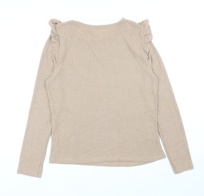 New Look Womens Beige Boat Neck Viscose Pullover Jumper Size 12