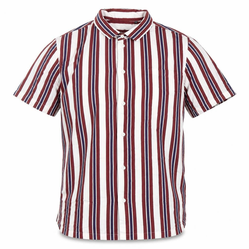 Yolc Mens Multicoloured Striped Viscose Button-Up Size M Collared Button