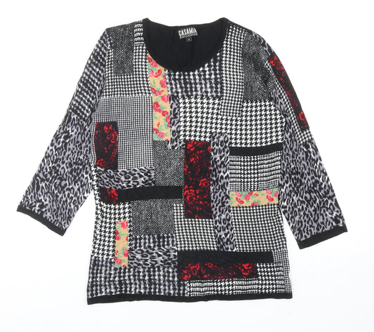 Casamia Womens Multicoloured Round Neck Geometric Viscose Pullover Jumper Size S