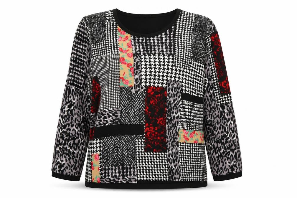 Casamia Womens Multicoloured Round Neck Geometric Viscose Pullover Jumper Size S
