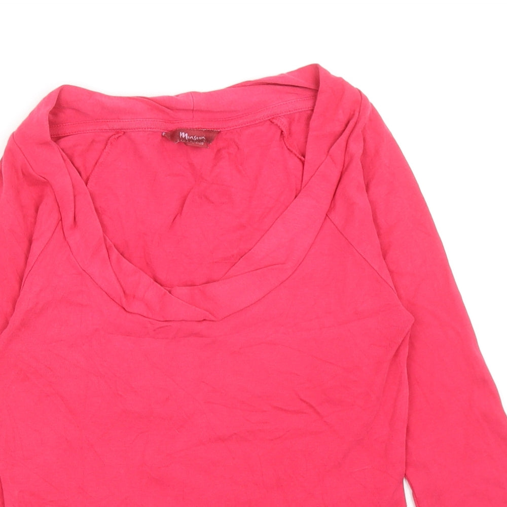 Monsoon Womens Pink Cotton Basic T-Shirt Size 10 Scoop Neck