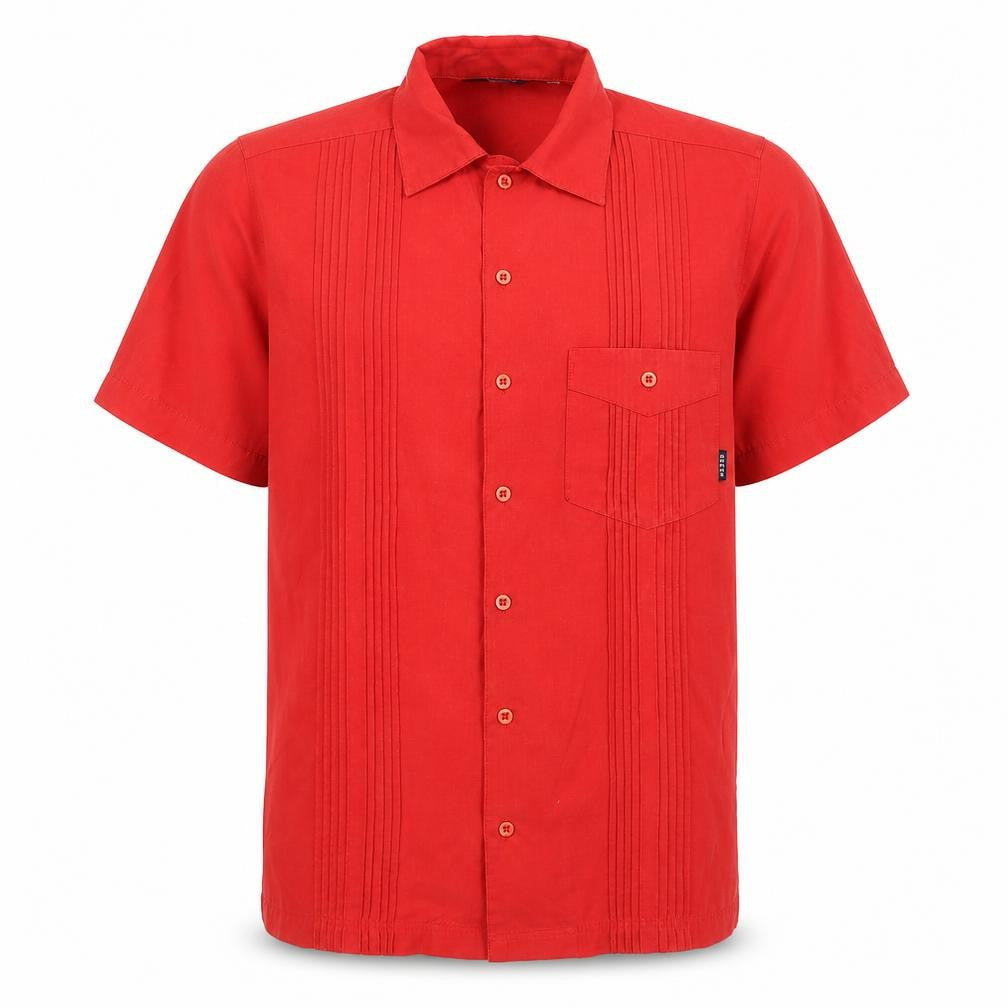 ROCKY Mens Red Cotton Button-Up Size M Collared Button