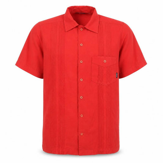 ROCKY Mens Red Cotton Button-Up Size M Collared Button