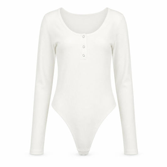 Boohoo Womens White Polyester Bodysuit One-Piece Size 10 L11 in Snap