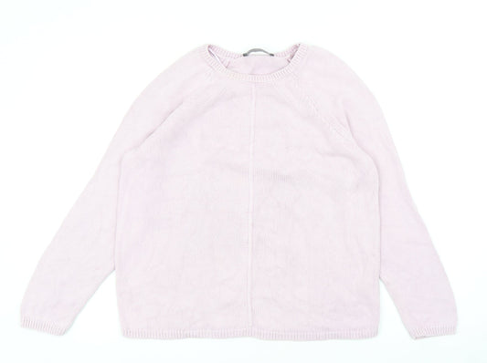 Marks and Spencer Womens Purple Round Neck Cotton Pullover Jumper Size 12