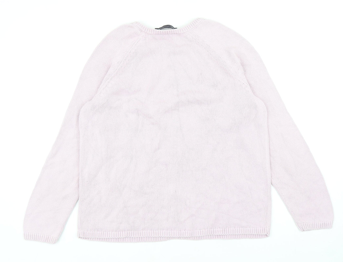 Marks and Spencer Womens Purple Round Neck Cotton Pullover Jumper Size 12