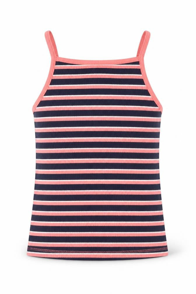 George Girls Multicoloured Striped Cotton Basic Tank Size 7-8 Years Square Neck Pullover
