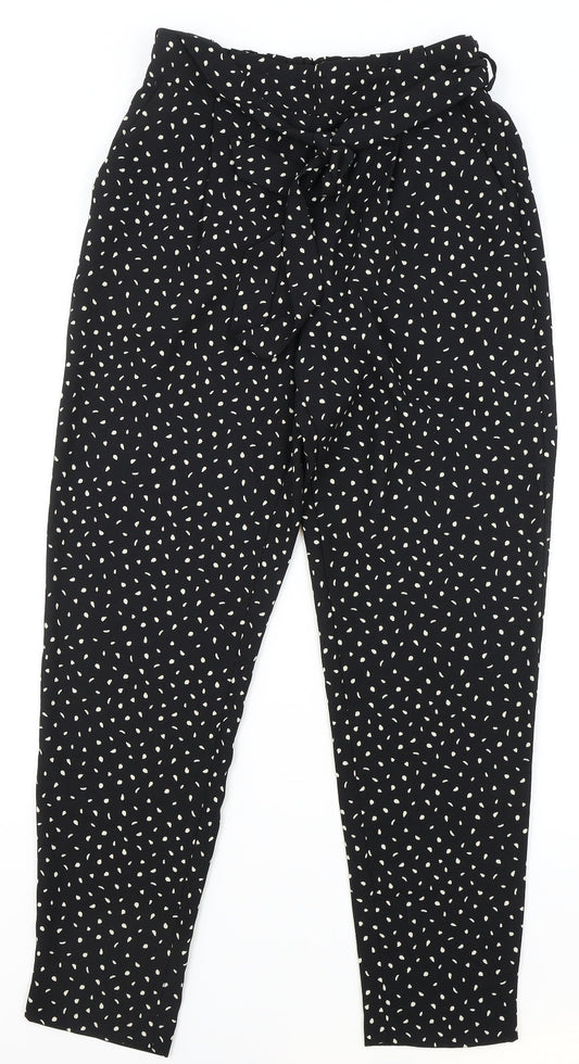 Marks and Spencer Womens Beige Polka Dot Polyester Bloomer Trousers Size 10 L28 in Regular Tie