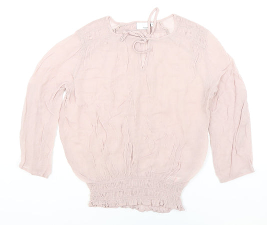 NEXT Womens Pink Polyester Cropped Blouse Size 14 V-Neck