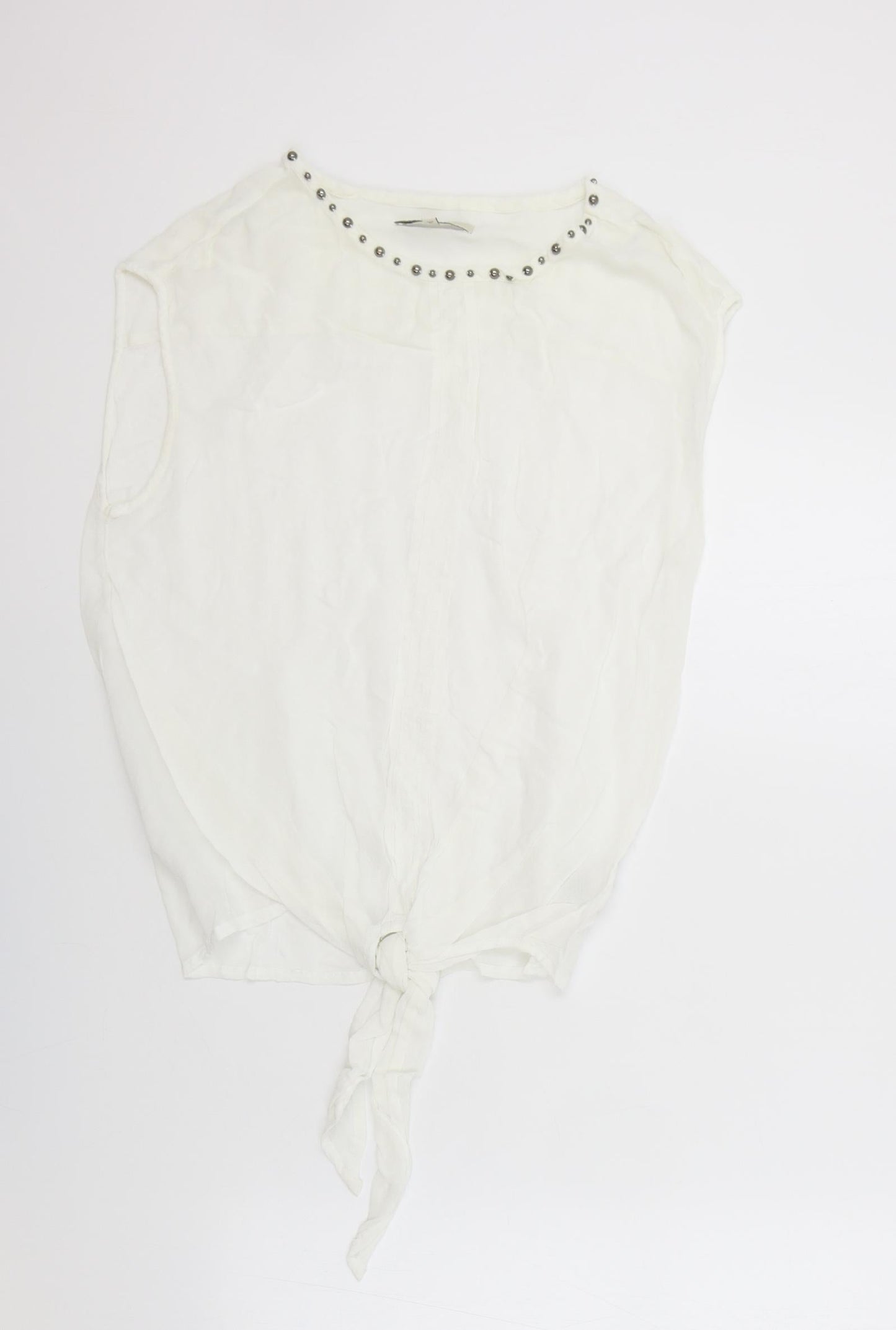 NEXT Womens White Viscose Basic Blouse Size 12 Boat Neck