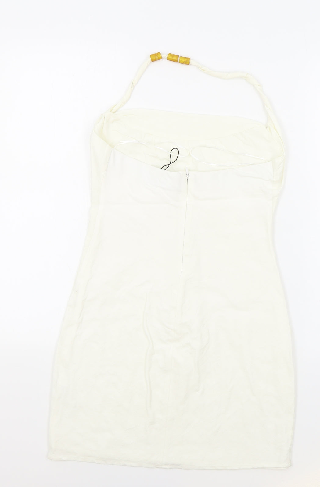 Zara Womens White Viscose Mini Size 10 Square Neck Zip