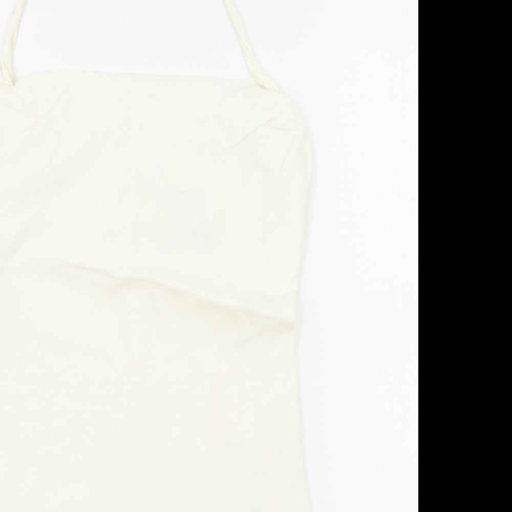 Zara Womens White Viscose Mini Size 10 Square Neck Zip