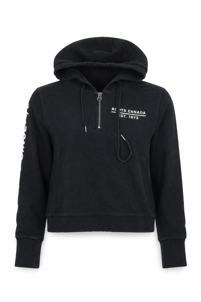 Roots Womens Black Cotton Pullover Hoodie Size XS Pullover