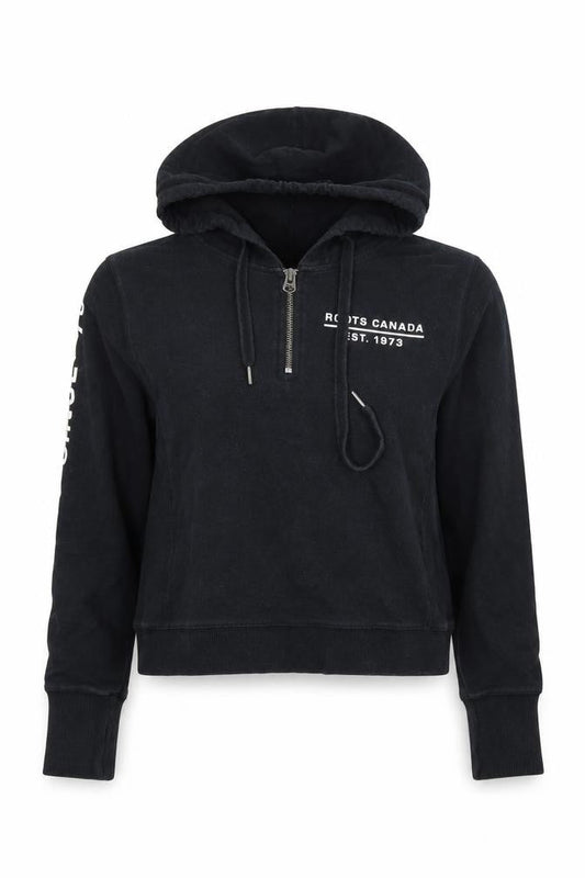Roots Womens Black Cotton Pullover Hoodie Size XS Pullover