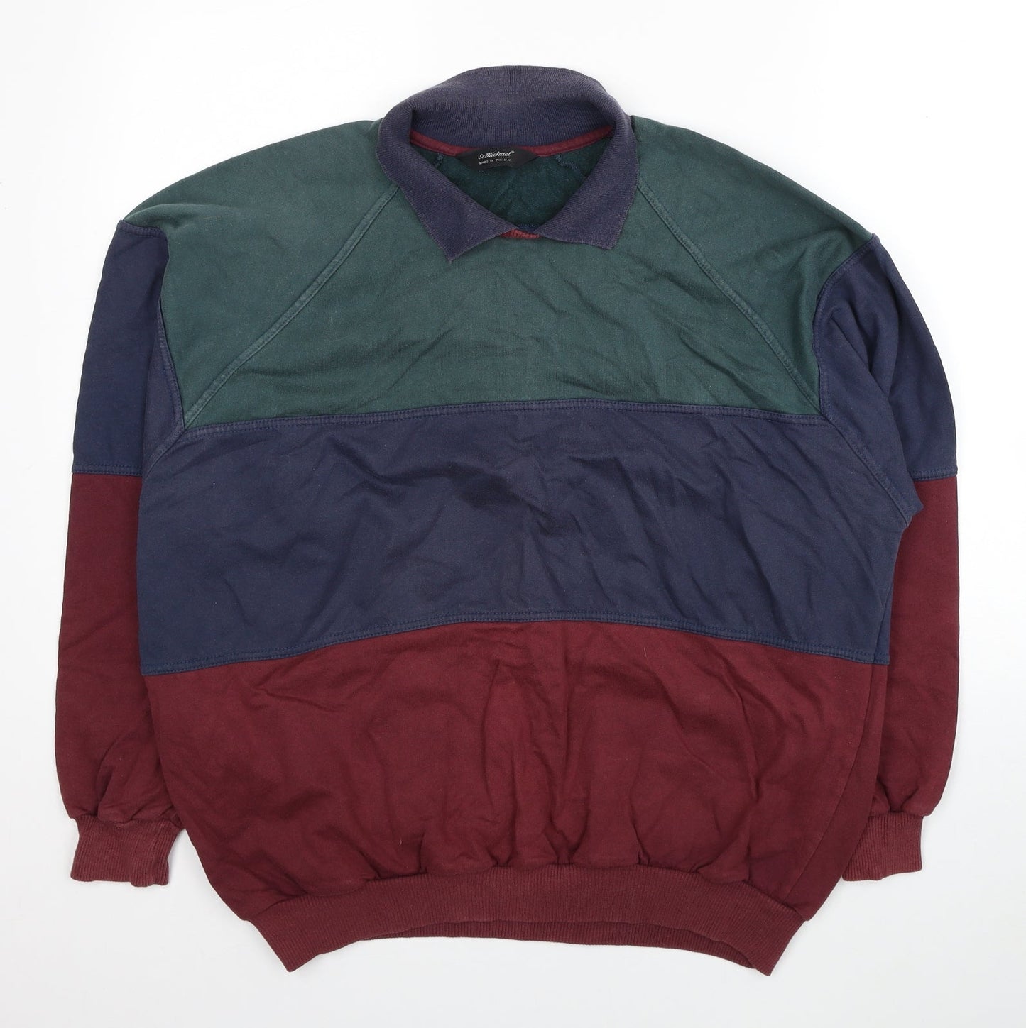 Marks and Spencer Mens Multicoloured Striped Cotton Pullover Sweatshirt Size L