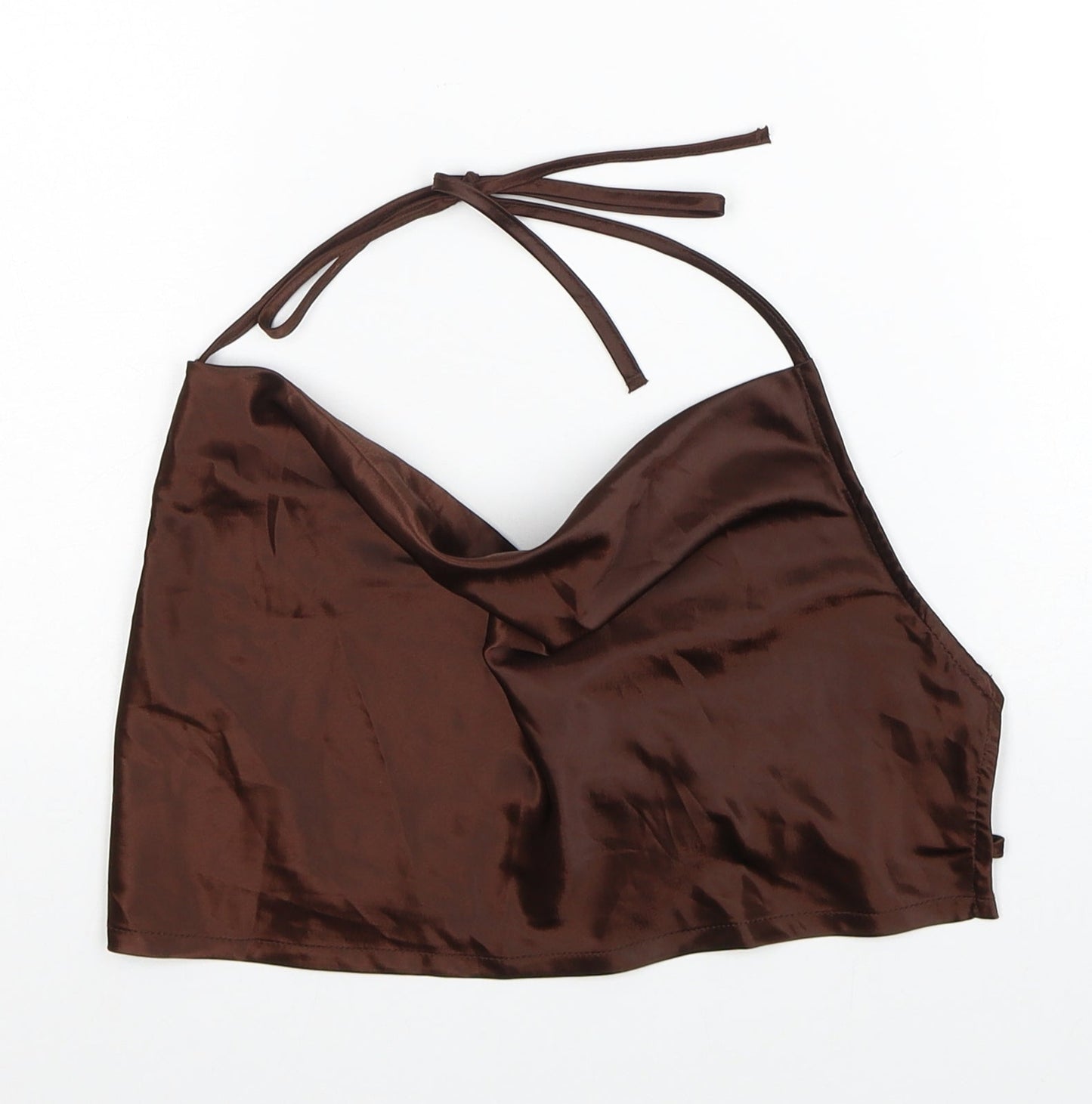 Divided by H&M Womens Brown Polyester Cropped Blouse Size XS Cowl Neck