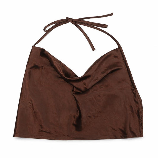 Divided by H&M Womens Brown Polyester Cropped Blouse Size XS Cowl Neck