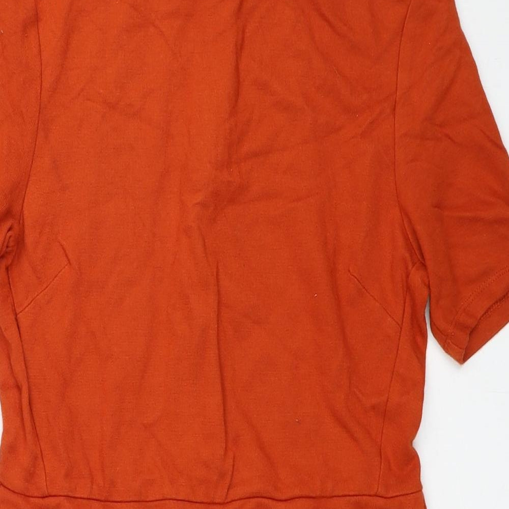 Topshop Womens Orange Viscose A-Line Size 10 Round Neck Zip