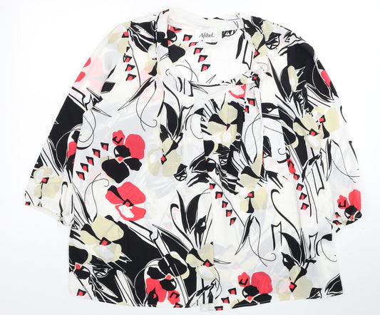 Afibel Womens Multicoloured Floral Polyester Basic Blouse Size 16 Scoop Neck