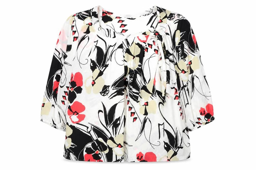 Afibel Womens Multicoloured Floral Polyester Basic Blouse Size 16 Scoop Neck
