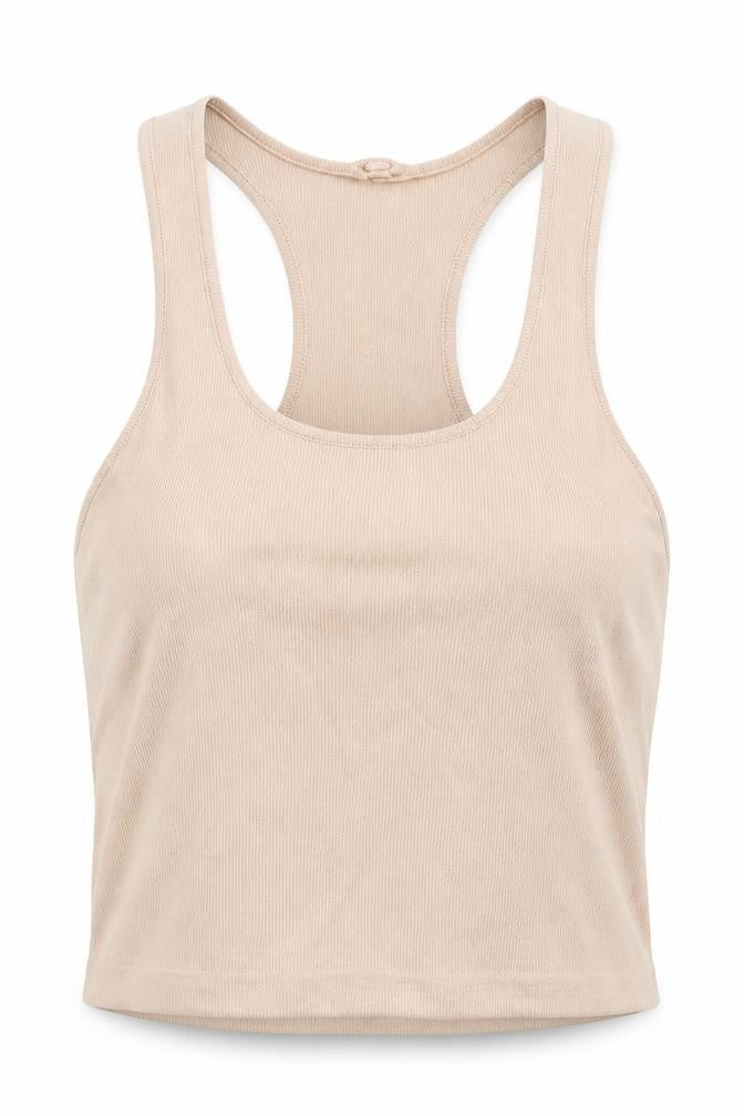 Zara Womens Beige Viscose Cropped Tank Size S Halter