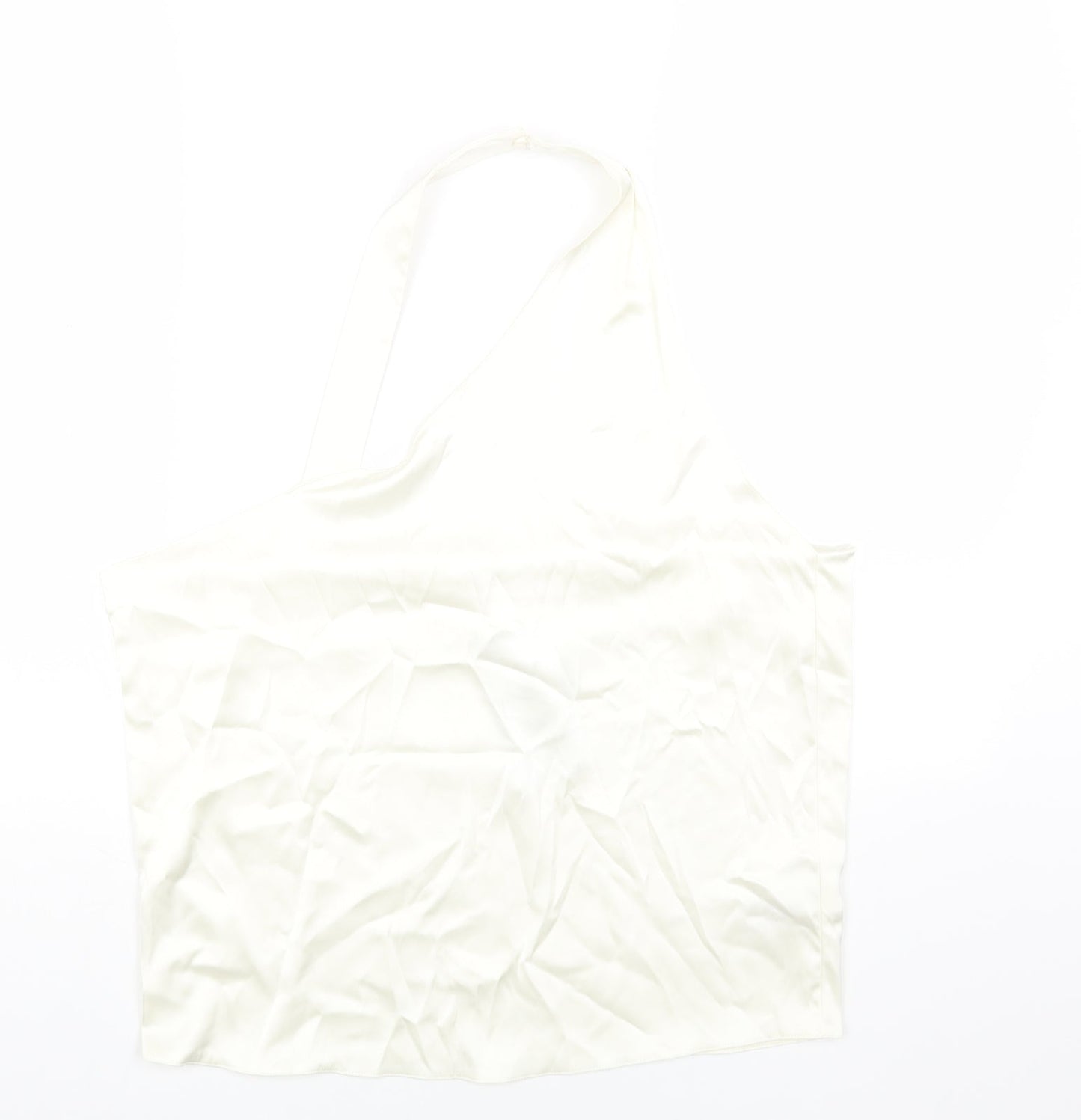 Zara Womens White Polyester Cropped Tank Size L Halter