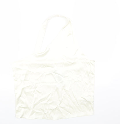 Zara Womens White Polyester Cropped Tank Size L Halter