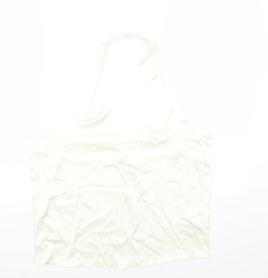 Zara Womens White Polyester Cropped Tank Size L Halter