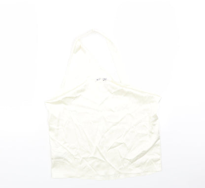 Zara Womens White Polyester Cropped Tank Size L Halter