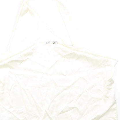 Zara Womens White Polyester Cropped Tank Size L Halter