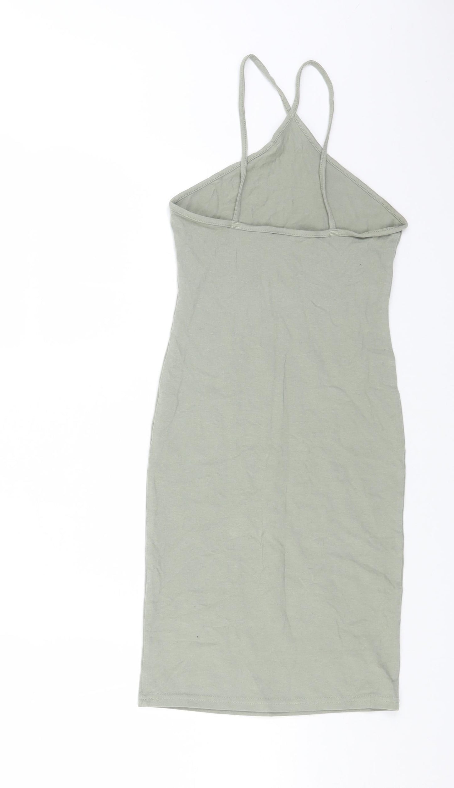 H&M Womens Green Cotton Bodycon Size XS Halter Pullover