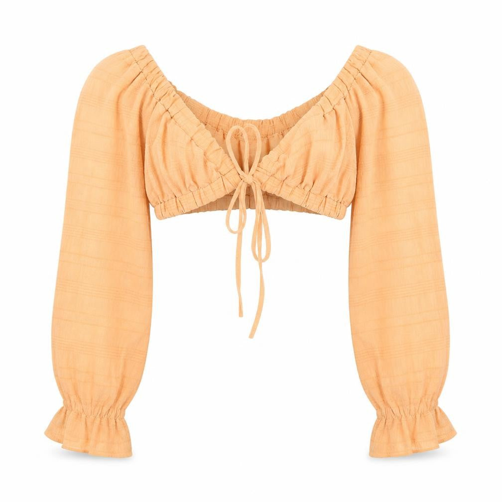 SheIn Womens Orange Polyester Cropped T-Shirt Size M Off the Shoulder